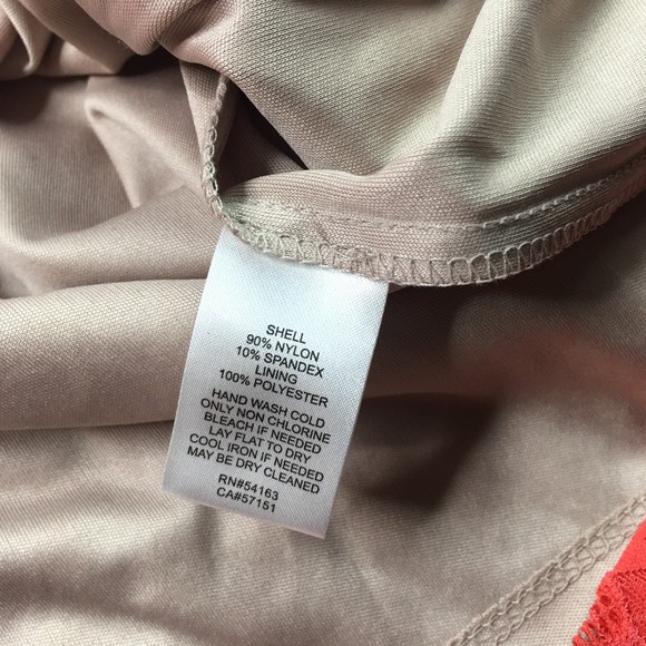 Jessica Howard All Over Lace Overlay Shift Dress 3/4 Sleeve Coral Orange Size 16 - Picture 5 of 7